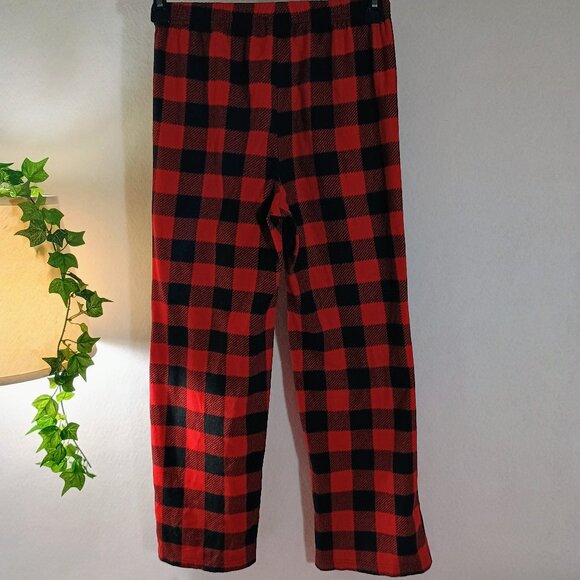 VGUC: Kids' Faded Glory sz XL 14/16 Moose Red Black Plaid Pajama Set - Picture 7 of 7